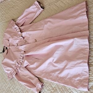 Vintage Rothschild Pink Ruffled Long Raincoat Girls Size 16